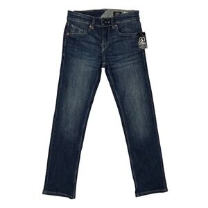 Volcom Jeans Youth 24 (24x24.5) Vorta Slim Fit Boys Stretch Blue‎ True to This